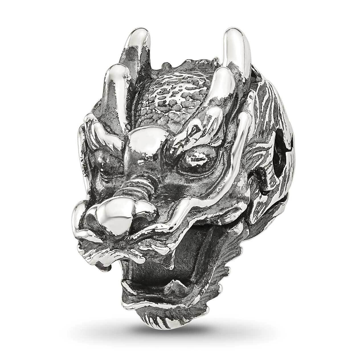 Antiqued Chinese Dragon Hinged Bead Sterling Silver QRS4297, MPN: QRS4297,