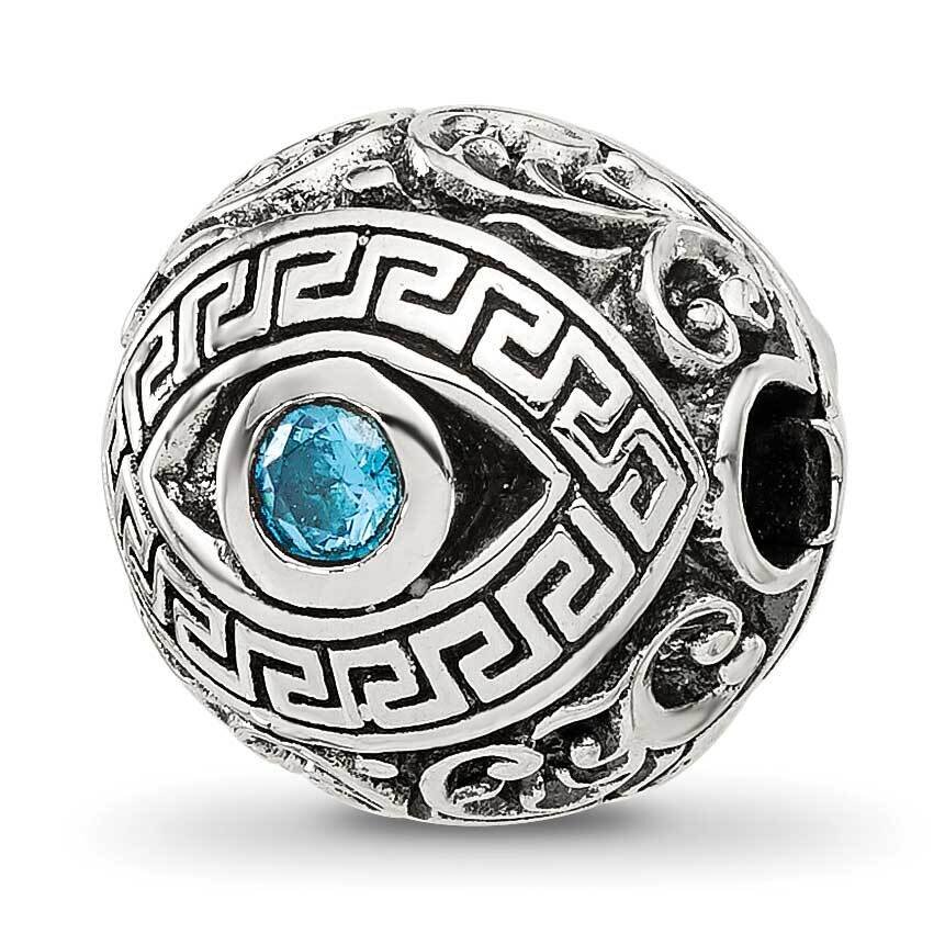 Antiqued CZ Nazar Eye Hinged Bead Sterling Silver QRS4304
