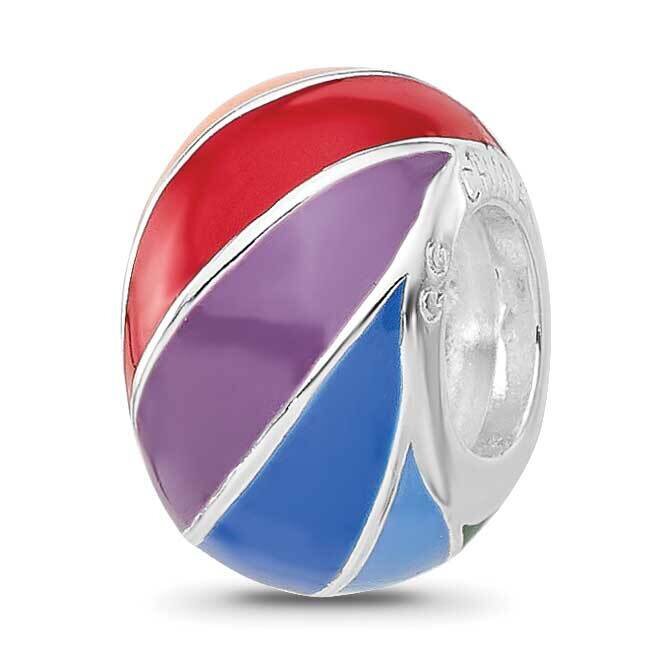 Rainbow Enamel Round Bead Sterling Silver Rhodium-plated QRS4440, MPN: QRS4440,