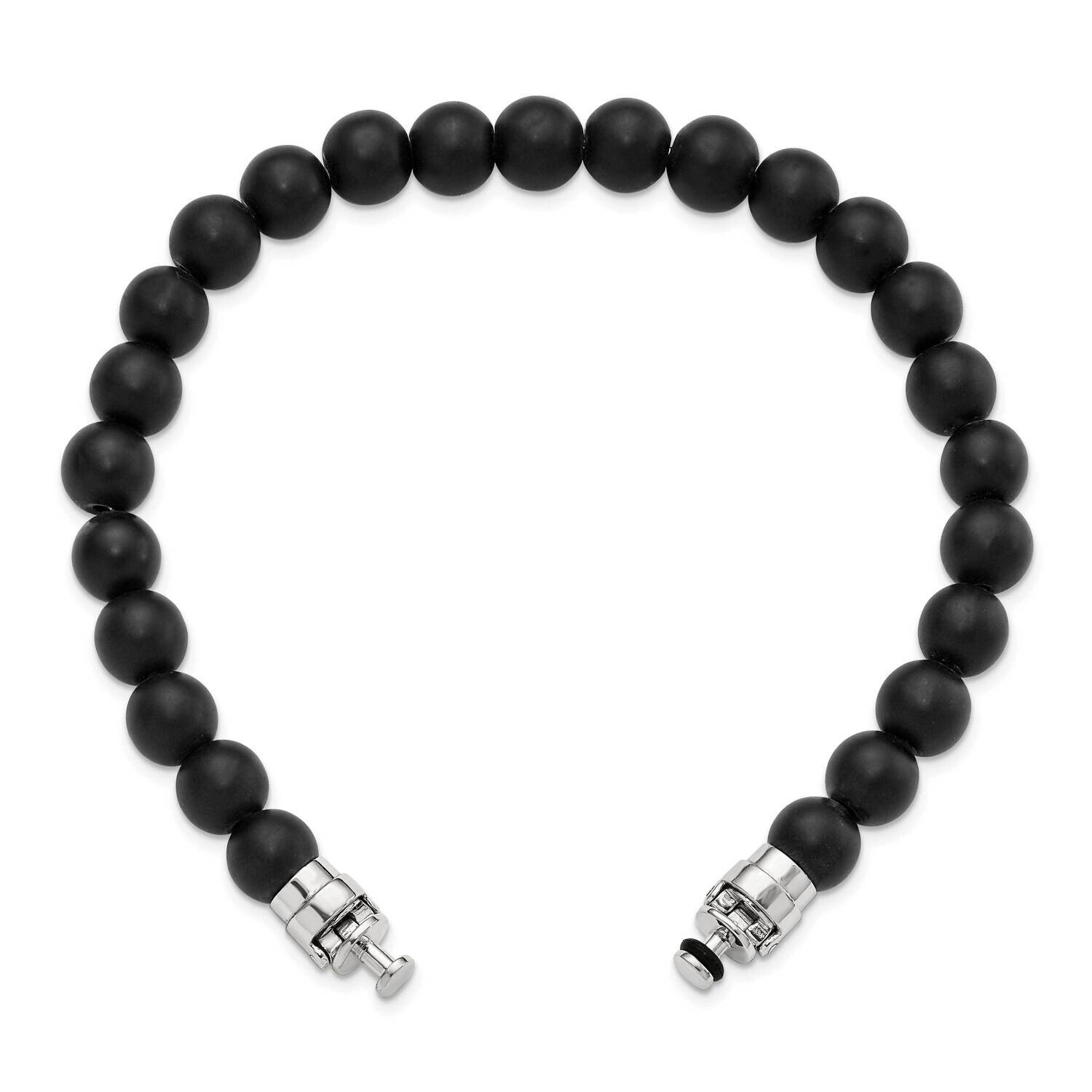 8mm Matte Black Onyx Beaded 8.5in Bracelet/Bead not included, sold seperately Sterling Silver QRS43…