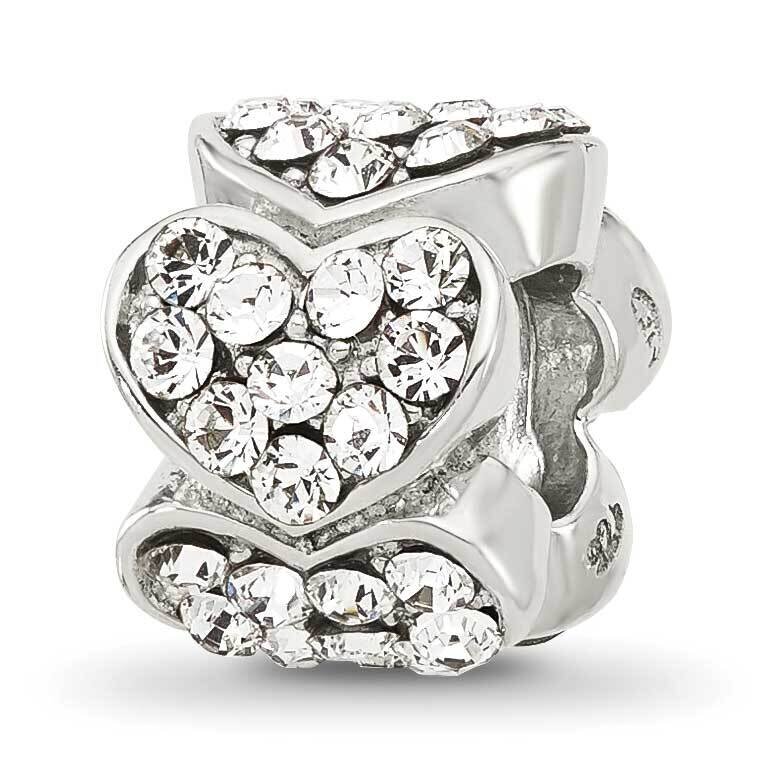 Clear Swarovski Crystal Hearts Bead Sterling Silver QRS4411, MPN: QRS4411,