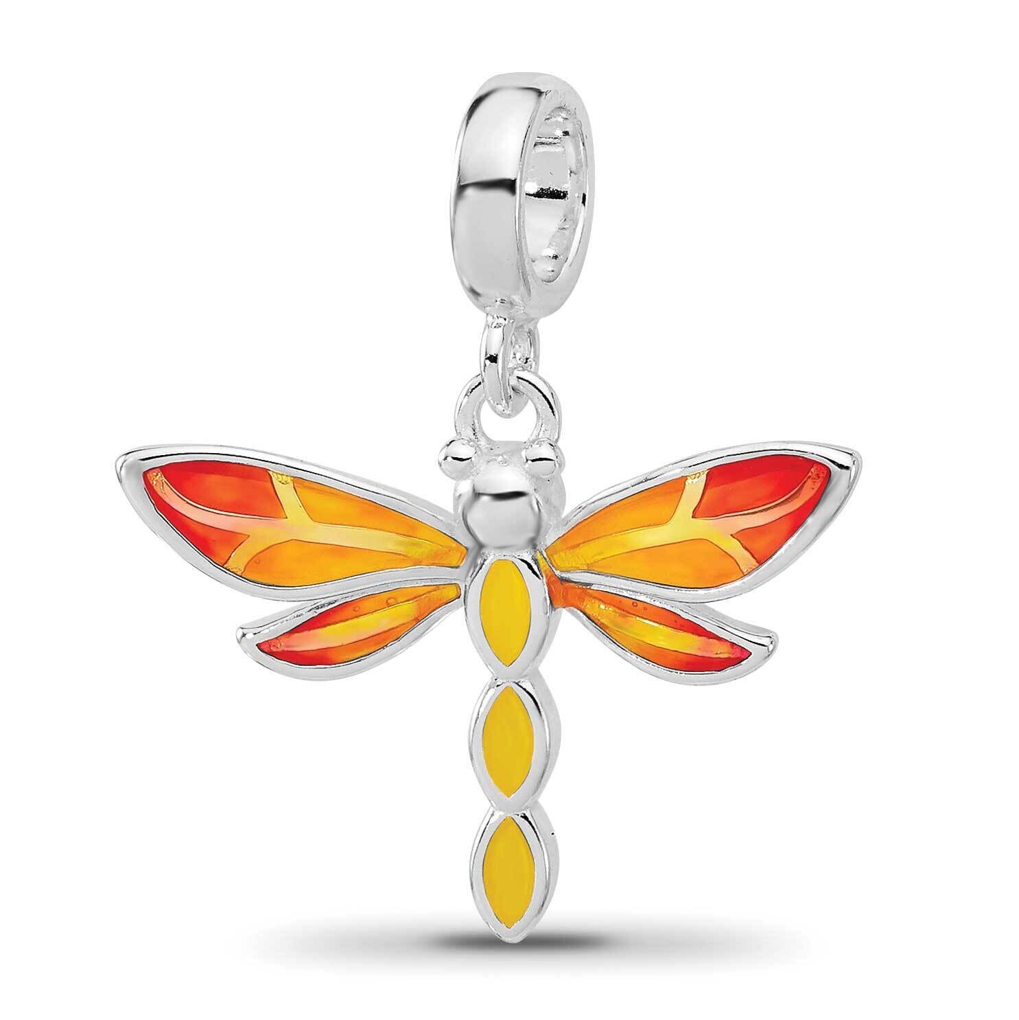 Enamel Dragonfly Dangle Bead Sterling Silver Rhodium-plated QRS4461, MPN: QRS4461,