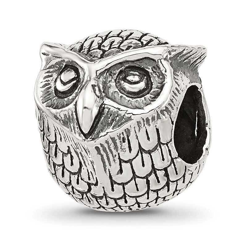 Antiqued Owl Bead Sterling Silver QRS4431