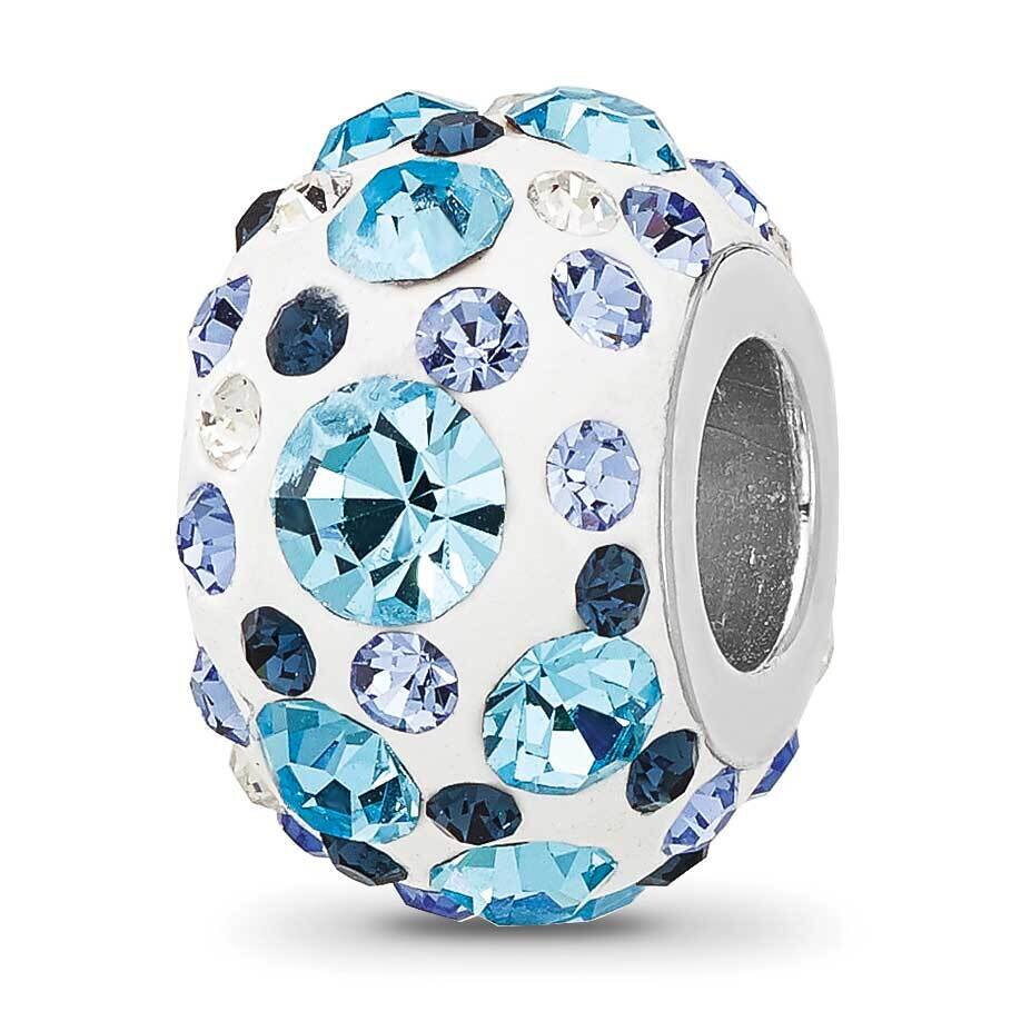 Blue/White Preciosa Crystal Bead Sterling Silver Rhodium-plated QRS4487, MPN: QRS4487,