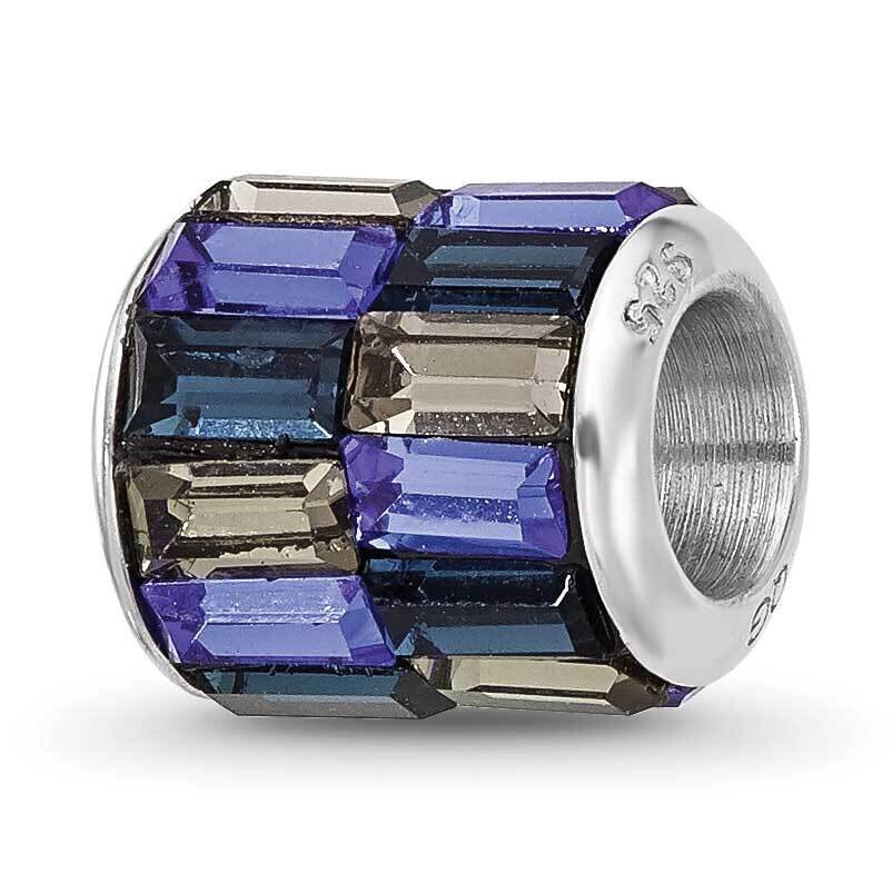Blue/Grey Preciosa Crystal Bead Sterling Silver Rhodium-plated QRS4488