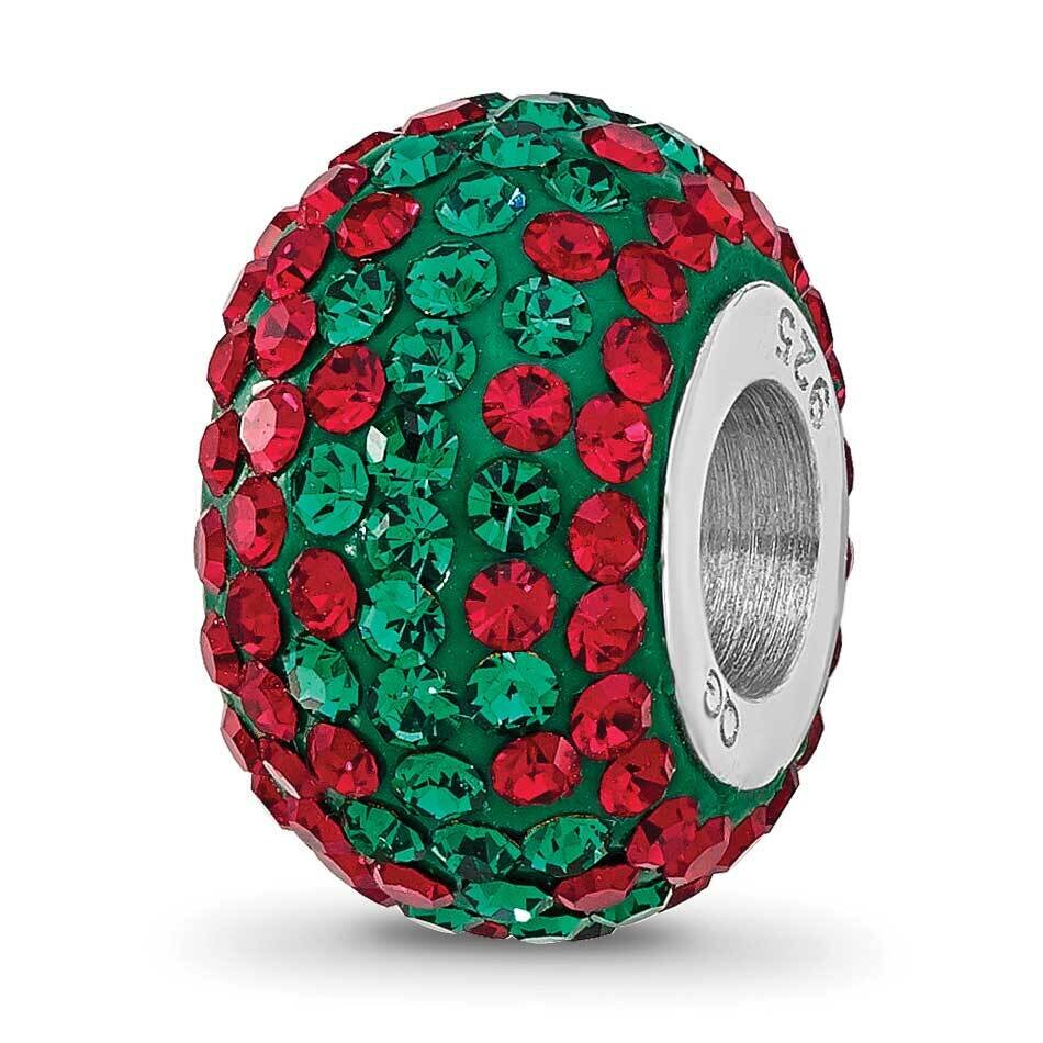 Red/Green Preciosa Crystal Bead Sterling Silver Rhodium-plated QRS4484