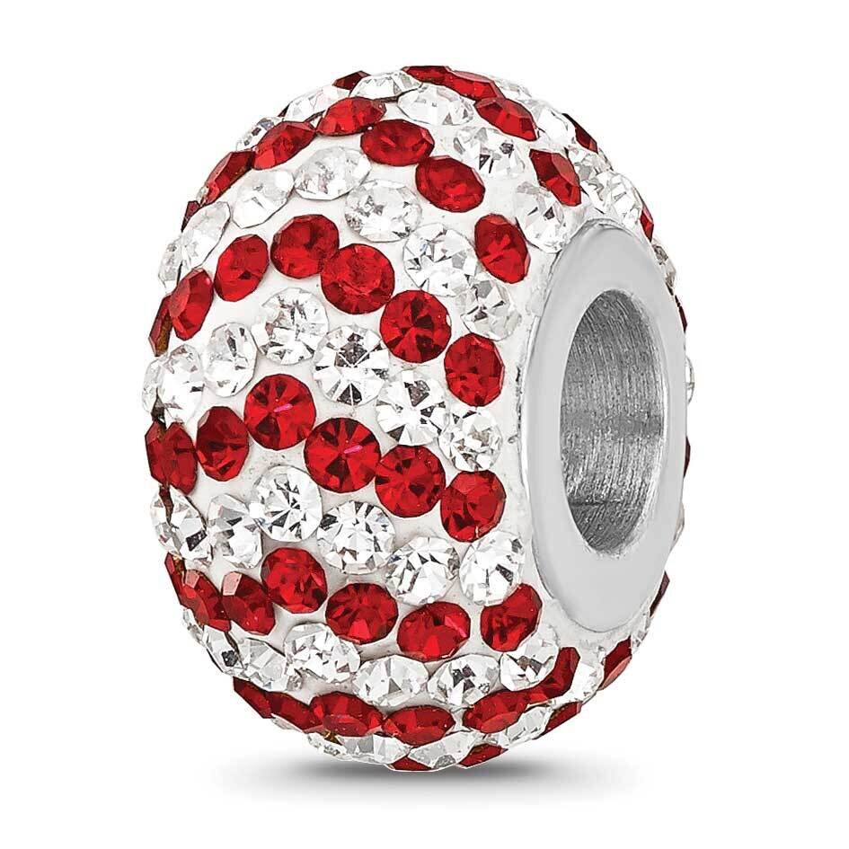 Red/White Preciosa Crystal Bead Sterling Silver Rhodium-plated QRS4486