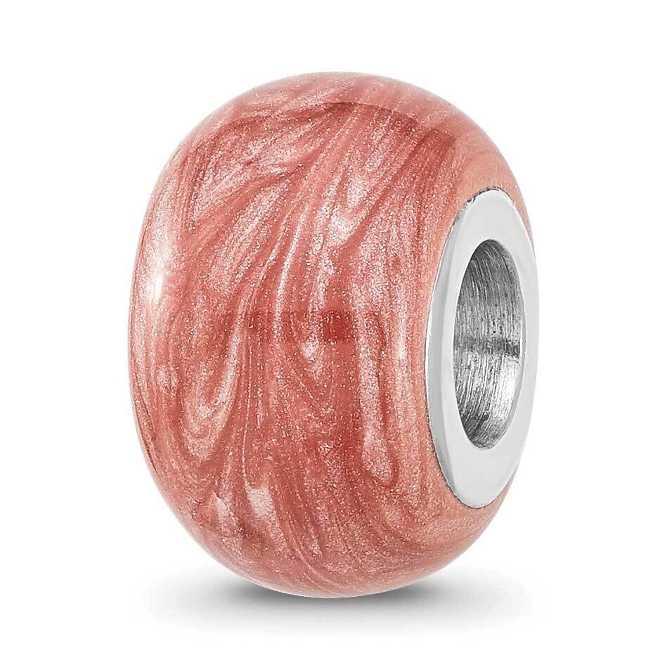 Dark Pink Shimmer Enamel Bead Sterling Silver Rhodium-plated QRS4500