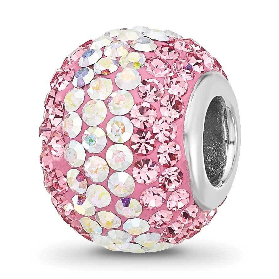 Pink/Iridecent Preciosa Crystal Bead Sterling Silver Rhodium-plated QRS4504