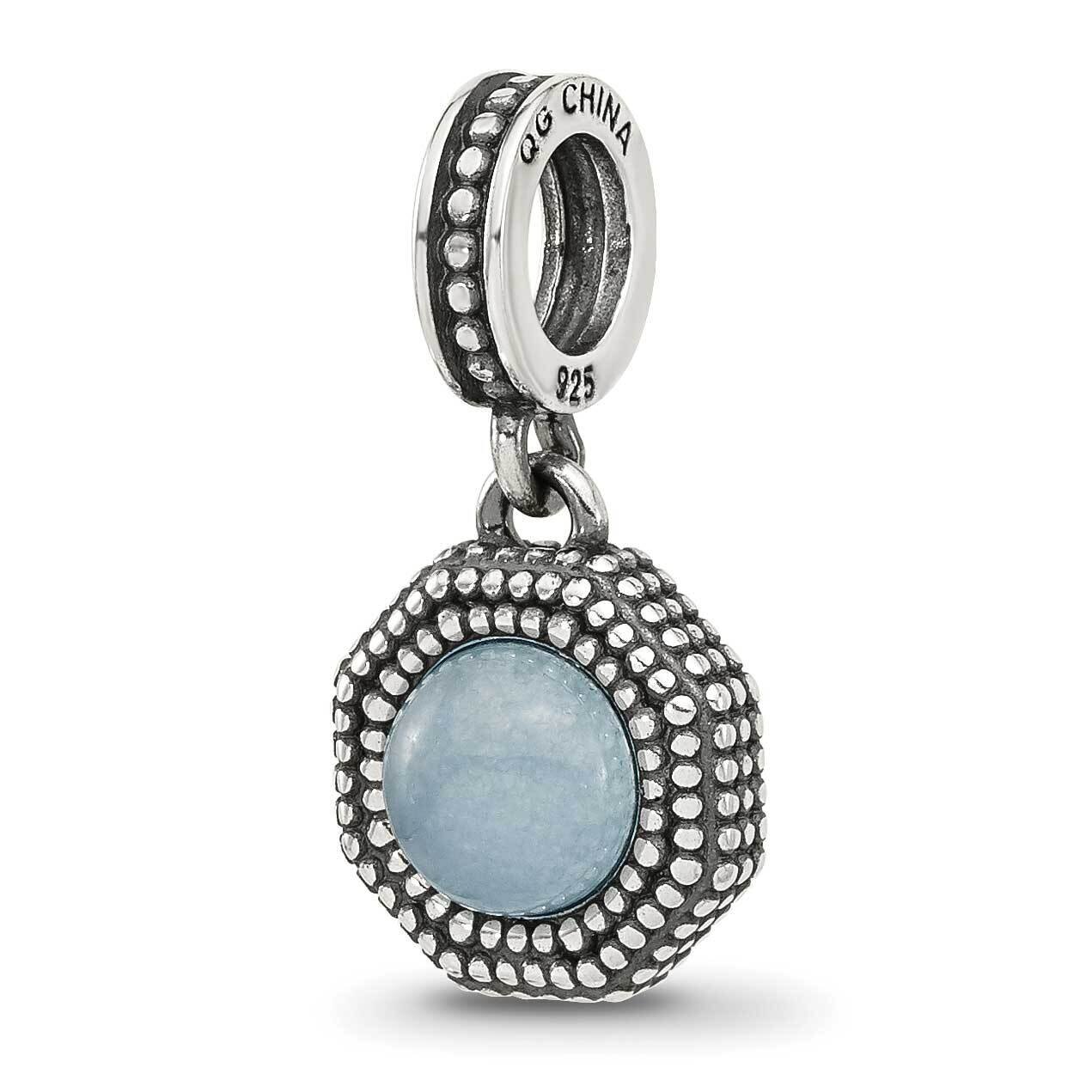 Antiqued Blue Chalcedony Dangle Bead Sterling Silver QRS4469
