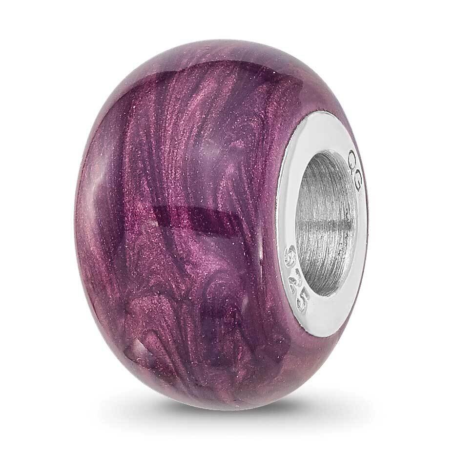 Light Purple Shimmer Enamel Bead Sterling Silver Rhodium-plated QRS4498