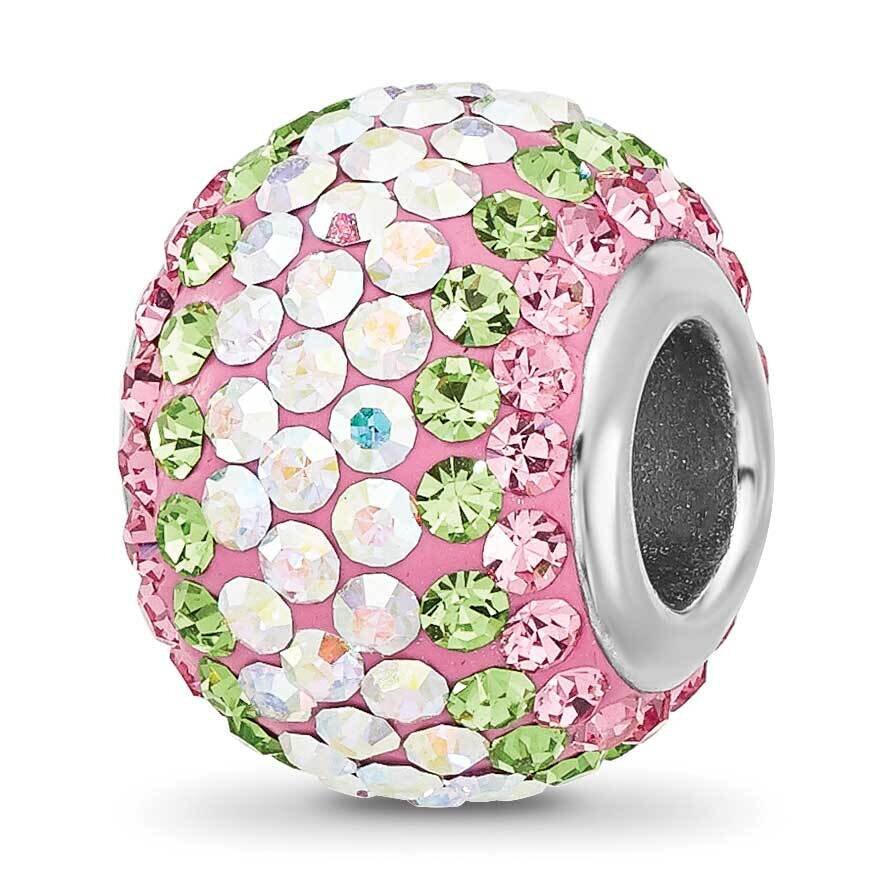 Pink/Green/Iridecent Preciosa Crystal Sterling Silver Rhodium-plated QRS4505, MPN: QRS4505,