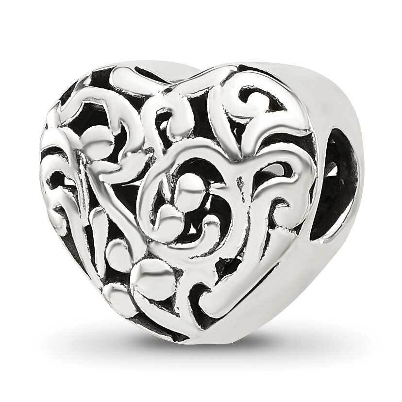 Floral Heart Bead Sterling Silver QRS4479