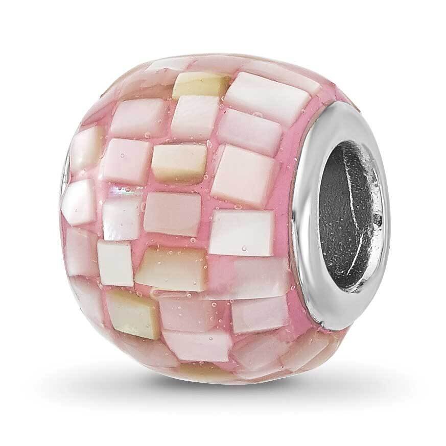 Pink Mother Of Pearl Bead Sterling Silver Rhodium-plated QRS4506