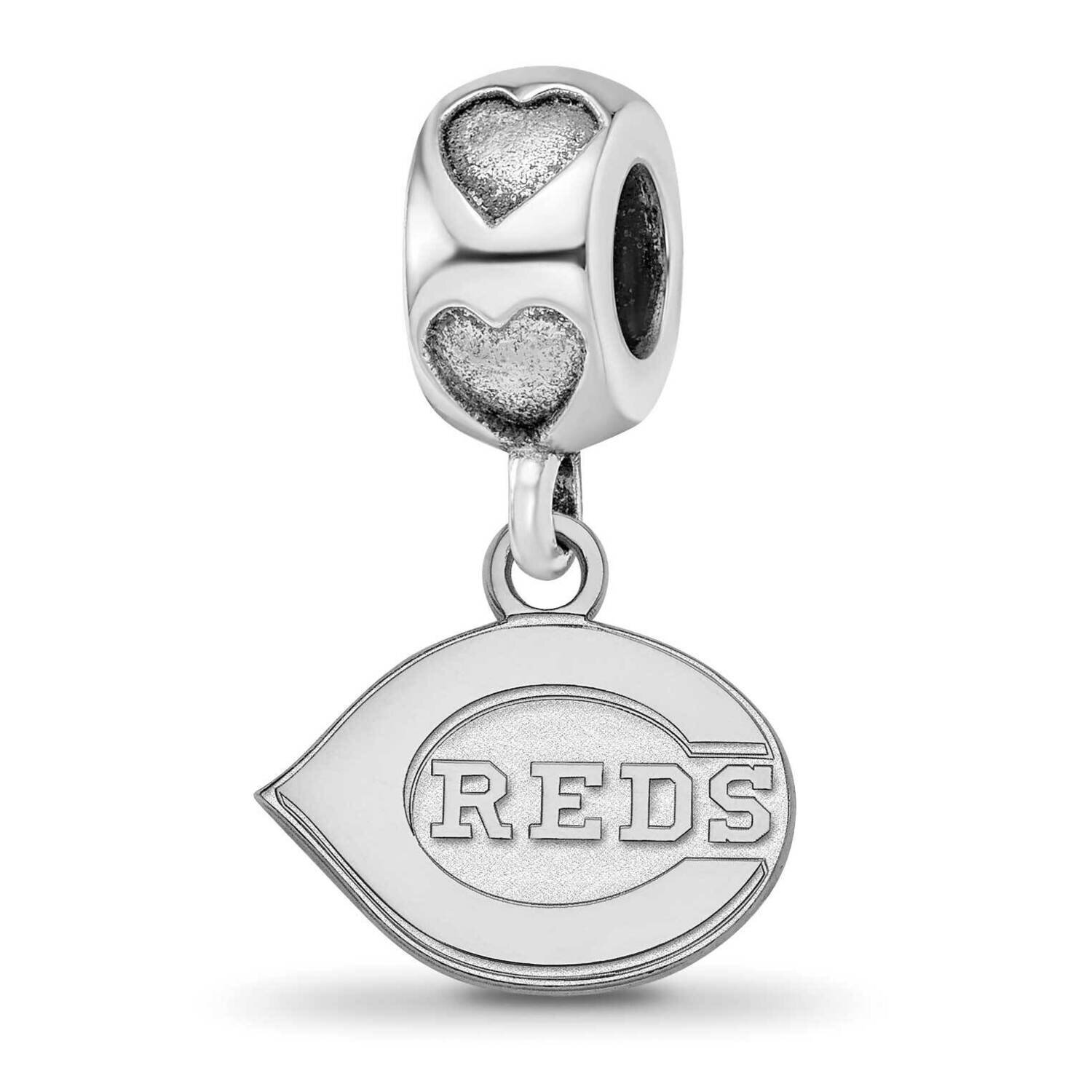 Cincinnati Reds C REDS on Heart Bead Sterling Silver Rhodium-plated RDS013BD2-SS