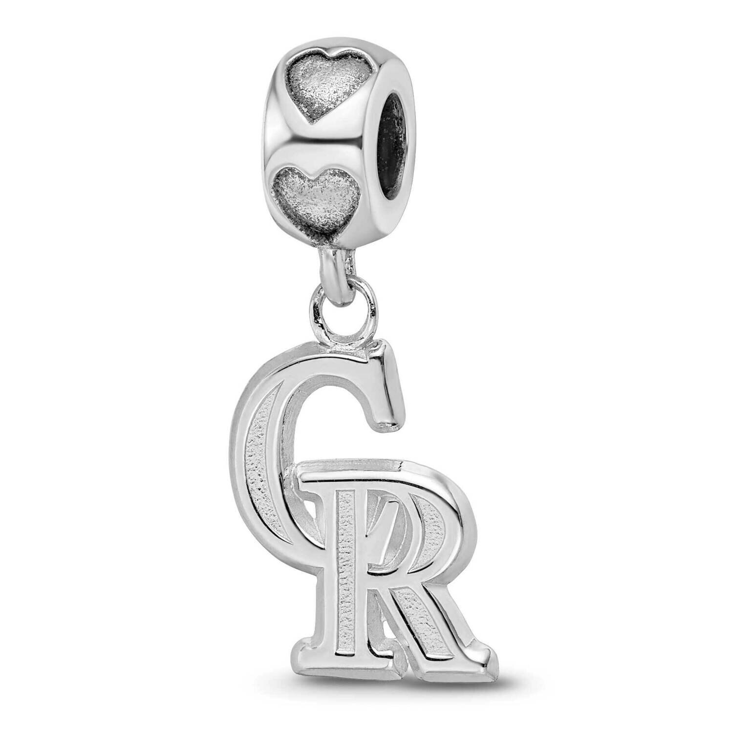 Colorado Rockies CR on Heart Bead Sterling Silver Rhodium-plated ROK005BD2-SS