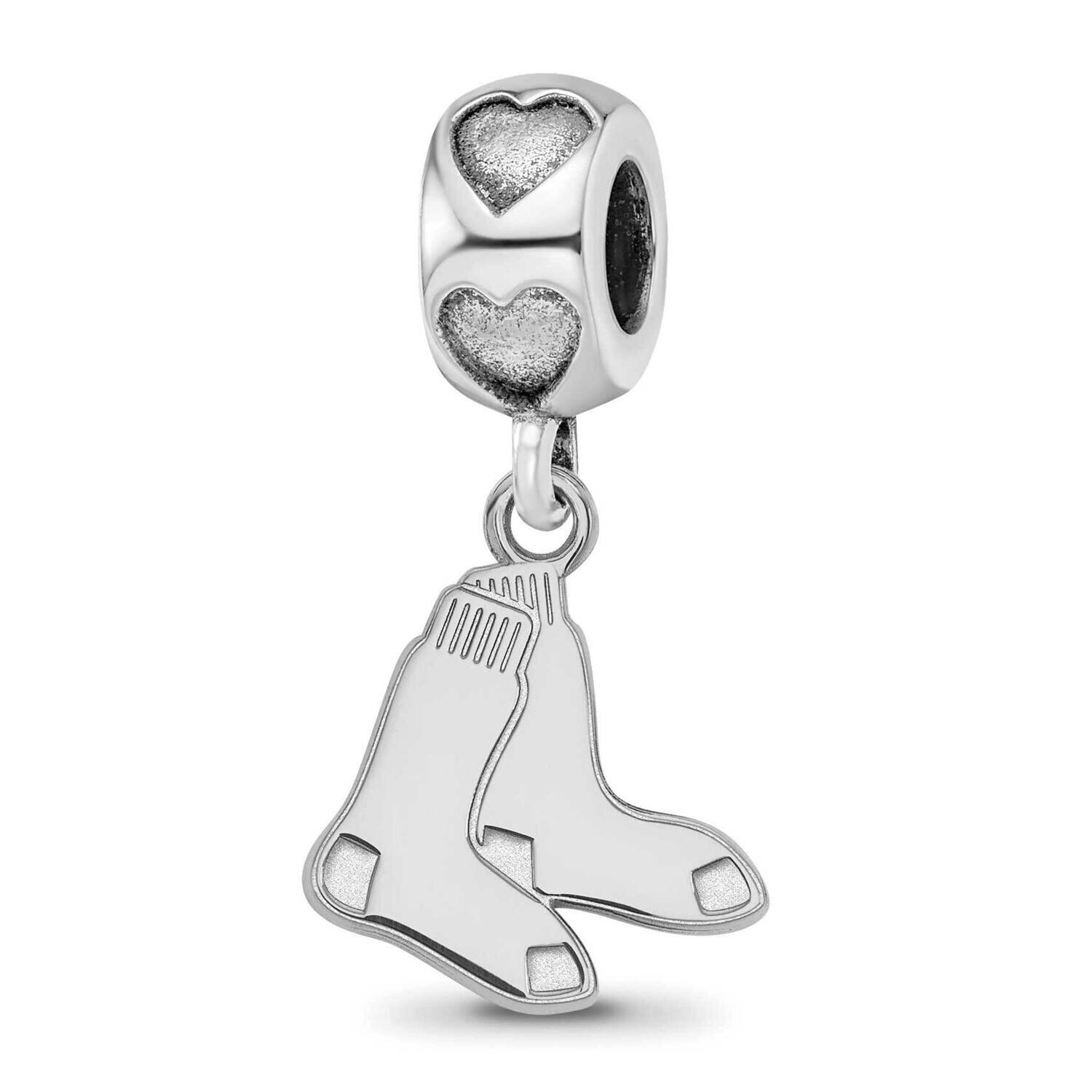 Boston Red Sox Logo on Heart Bead Sterling Silver Rhodium-plated RSO013BD2-SS