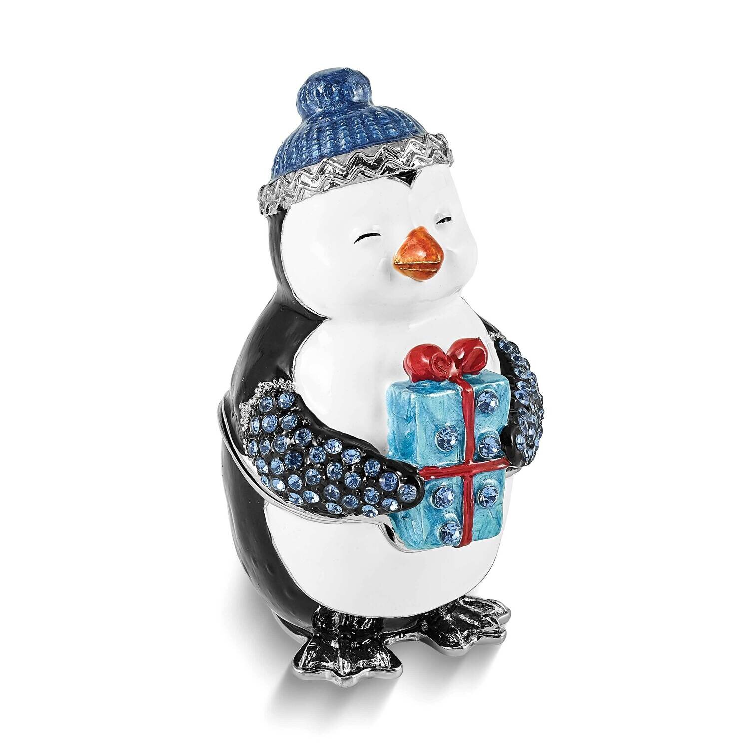 By Jere PENNY Penguin with Gift Trinket Box with Matching 18 Inch Necklace Pewter Bejeweled Crystal…
