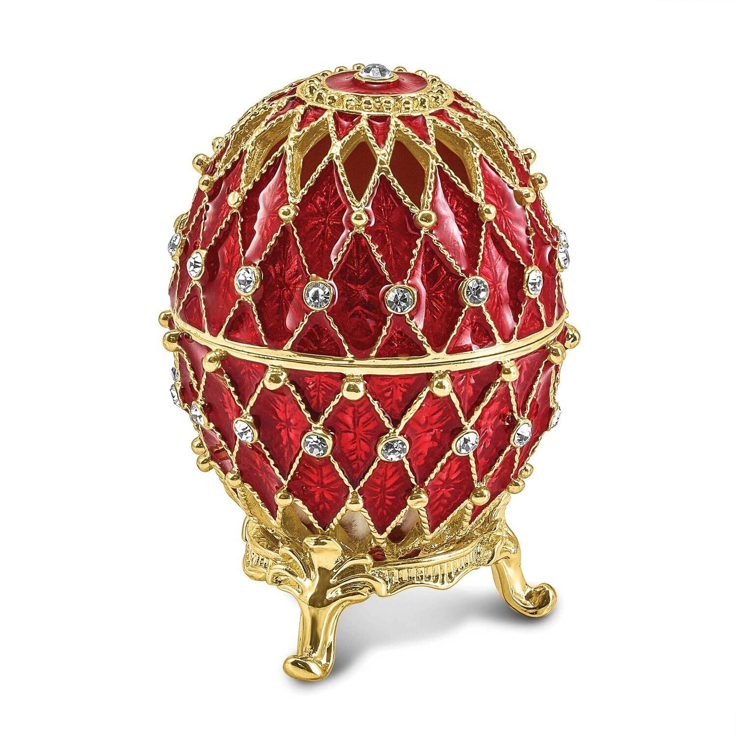 By Jere VALENTINE Ruby Red with Ring Pad Trinket Box with Matching 18 Inch Necklace Pewter Bejewele…