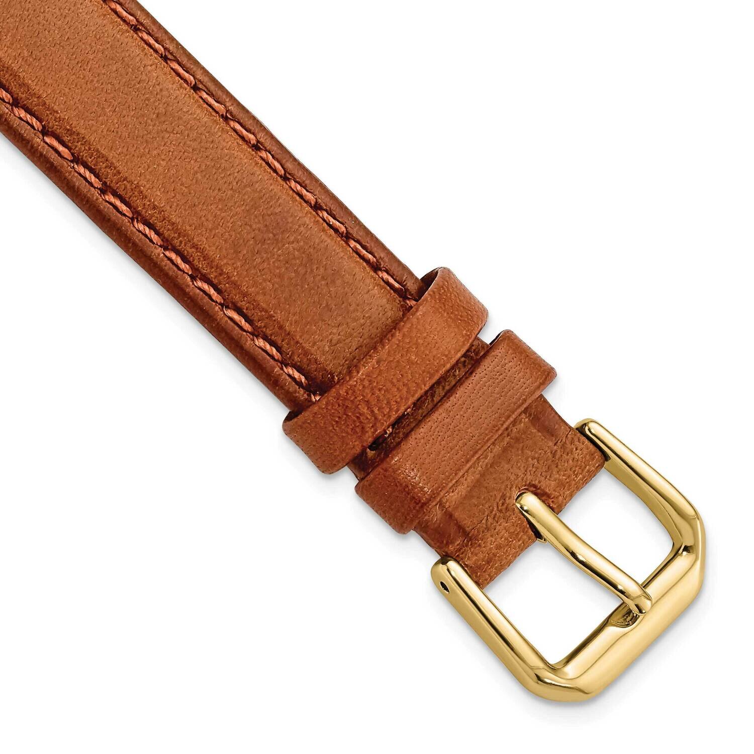 15mm Light Brown/Havana Italian Leather Gold-tone Buckle Watch Band BA20-15