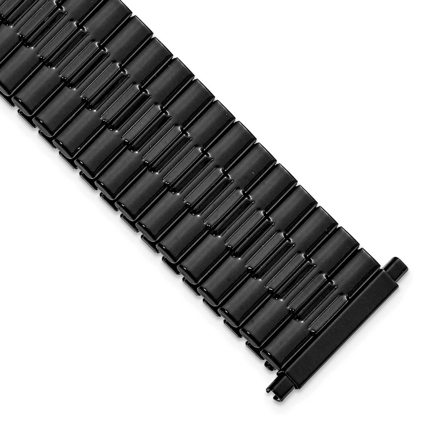 Gold-tone Mens Long 20-24mm Black Expansion Watch Band Stainless Steel BA171L-W