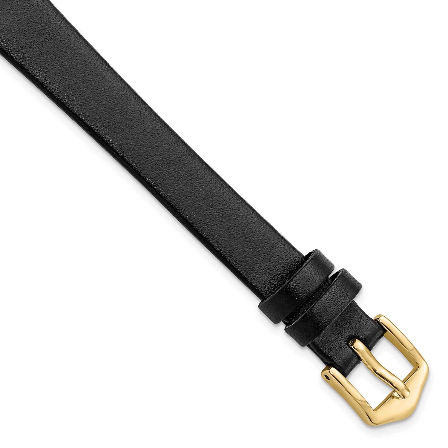 Long 13mm Black Calfskin Gold-tone Buckle Watch Band Gold-tone BA332L-13, MPN: BA332L-13,