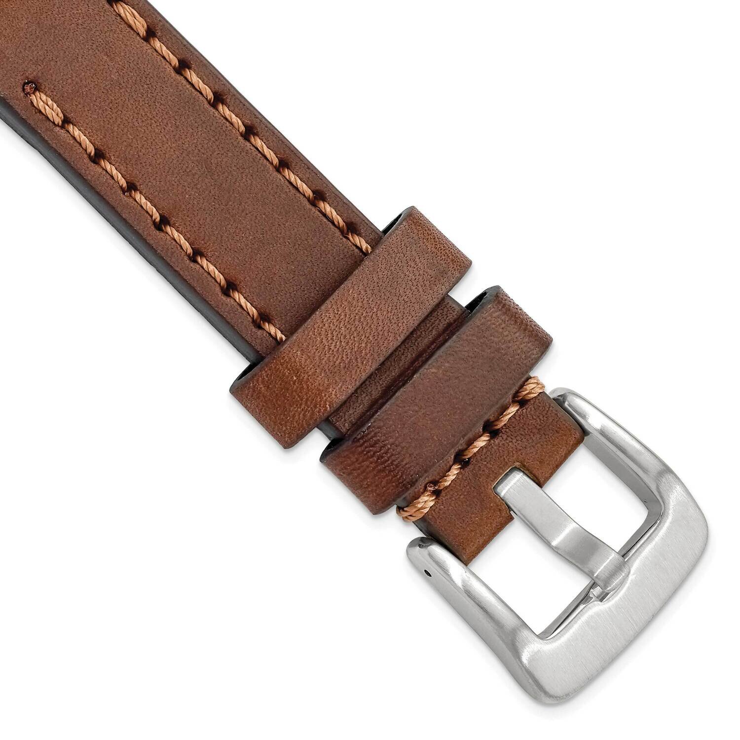 20mm Brown with Stitch Sport Calfskin Band with Stainless Buckle Gold-tone BA344-20, MPN: BA344-20,