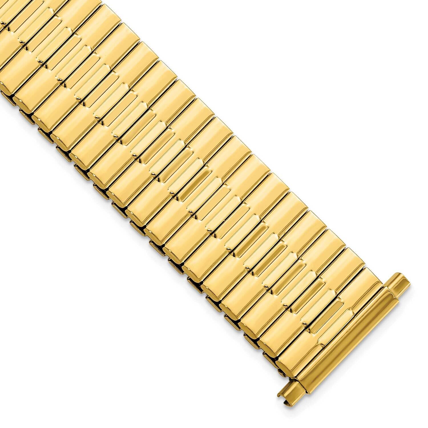Gold-tone Mens Long 20-24mm IP-Plated Expansion Watch Band Stainless Steel BA524