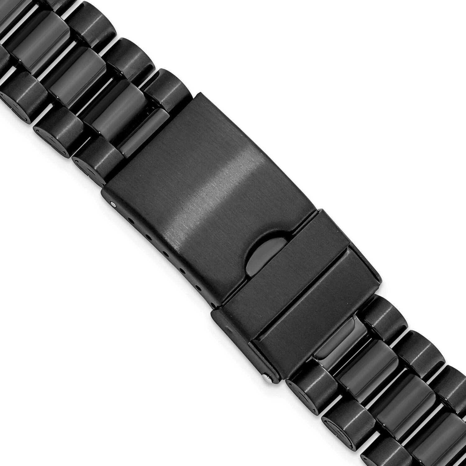 Gold-tone Long 22-26mm President-Style Black Watch Band Stainless Steel BA529-W, MPN: BA529-W,