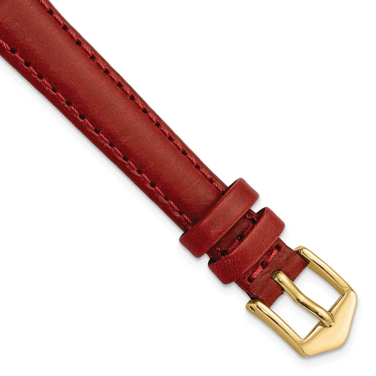 12mm Red Oilskin Leather with Gold-tone Buckle Watch Band Gold-tone BA539-12, MPN: BA539-12,