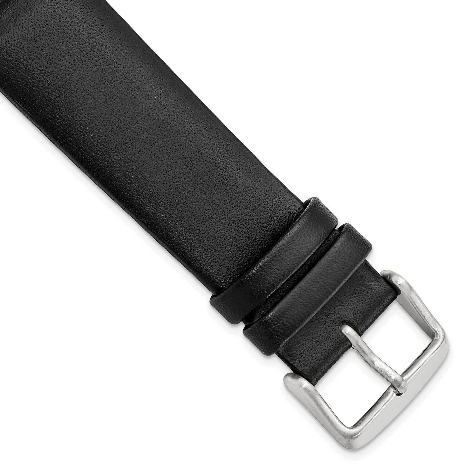 22mm Black Padded No-Stitch Calfskin Stainless Buckle Watch Band Gold-tone BA541-22, MPN: BA541-22,