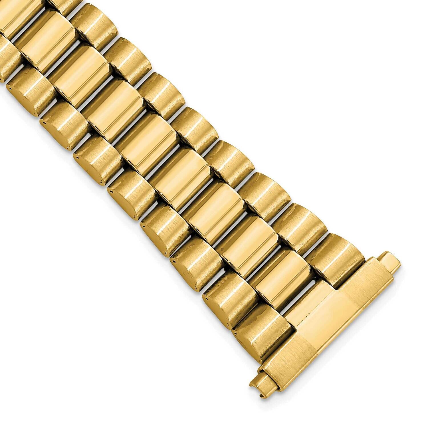 Gold-tone Long 22-26mm President-Style IP-Plated Watch Band Stainless Steel BA528-W, MPN: BA528-W,