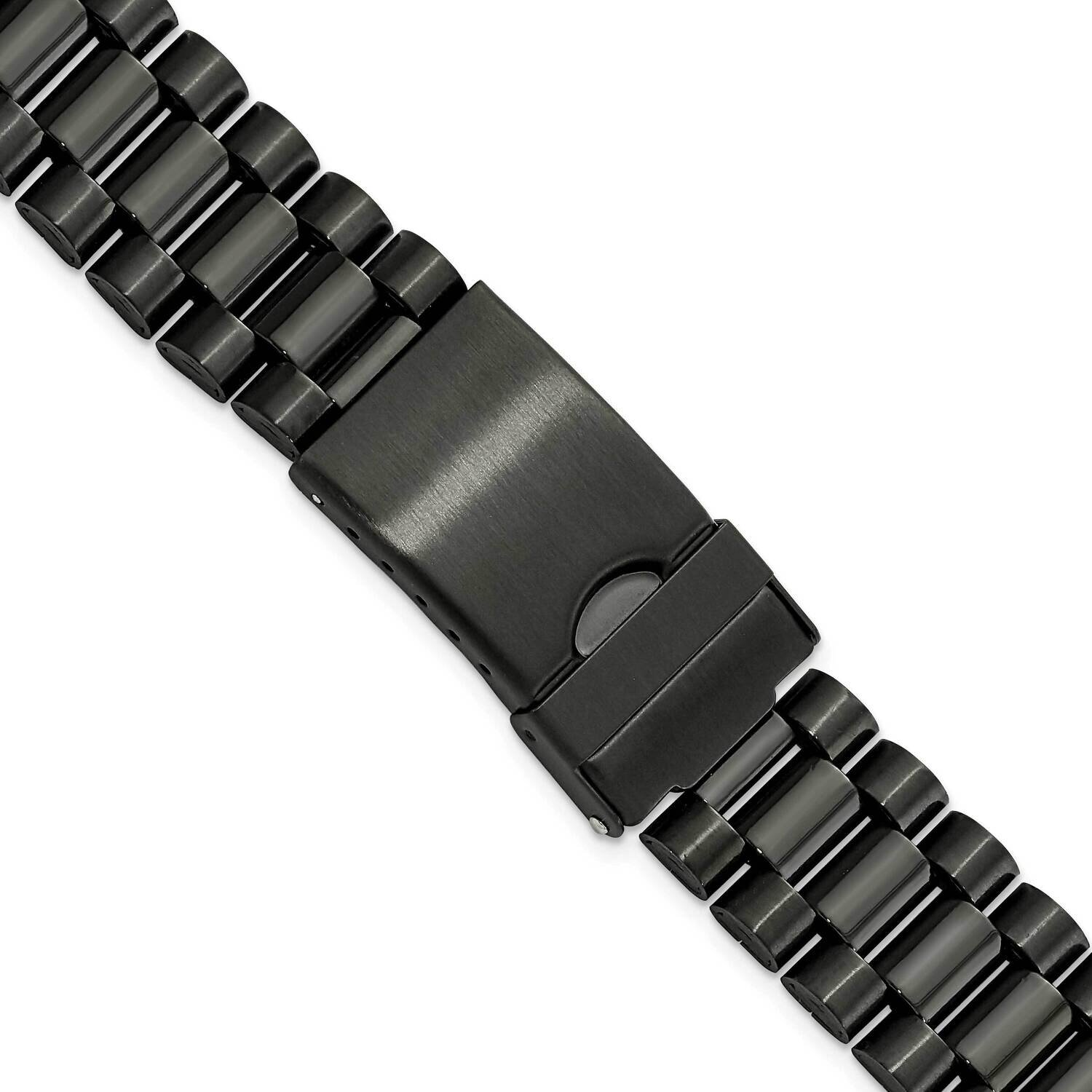 Gold-tone Long 18-22mm Black Watch Band Stainless Steel BA529, MPN: BA529,