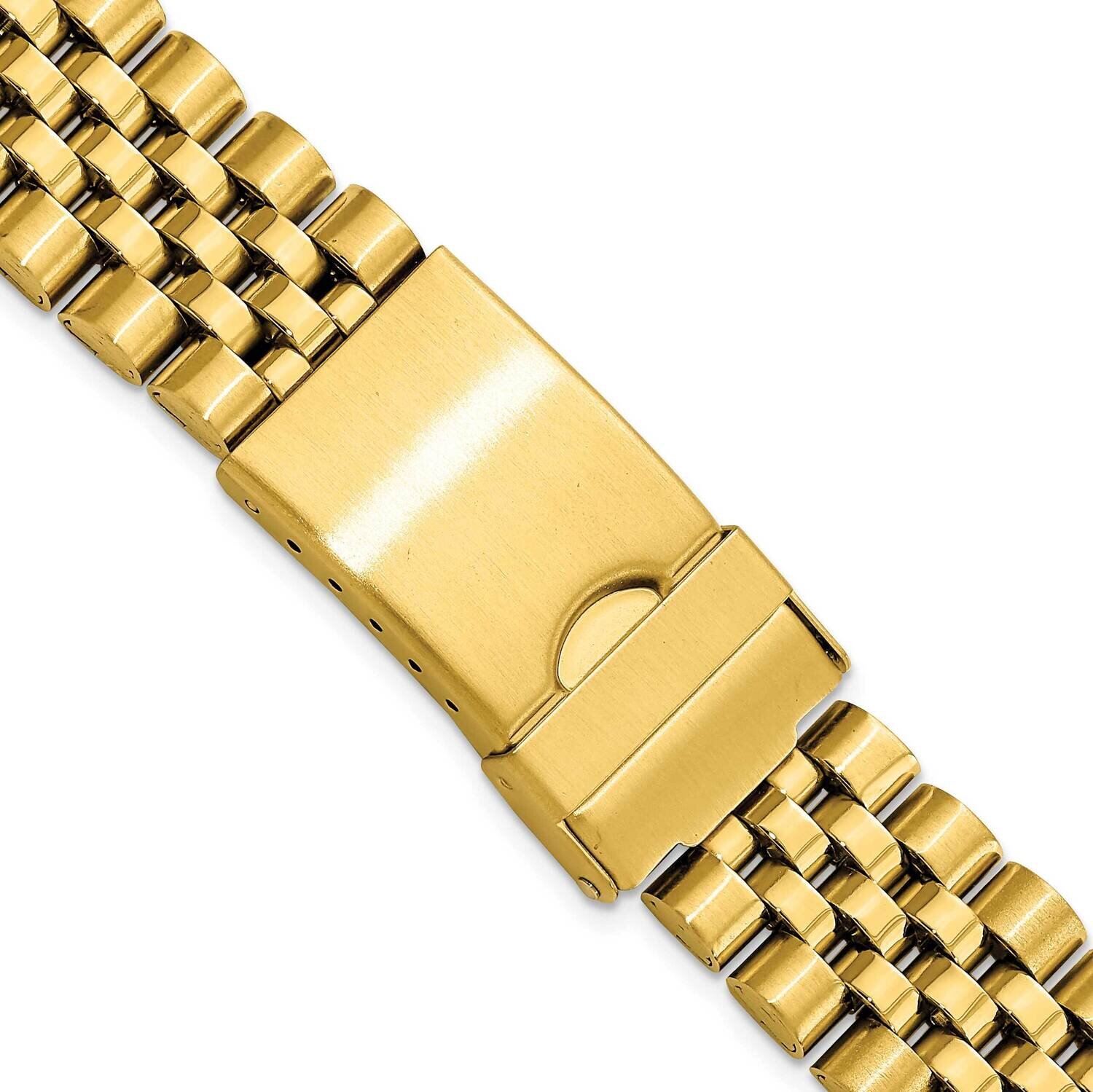 Gold-tone 18-22mm Long Jubilee-style IP-Plated Watch Band Stainless Steel BA530, MPN: BA530,