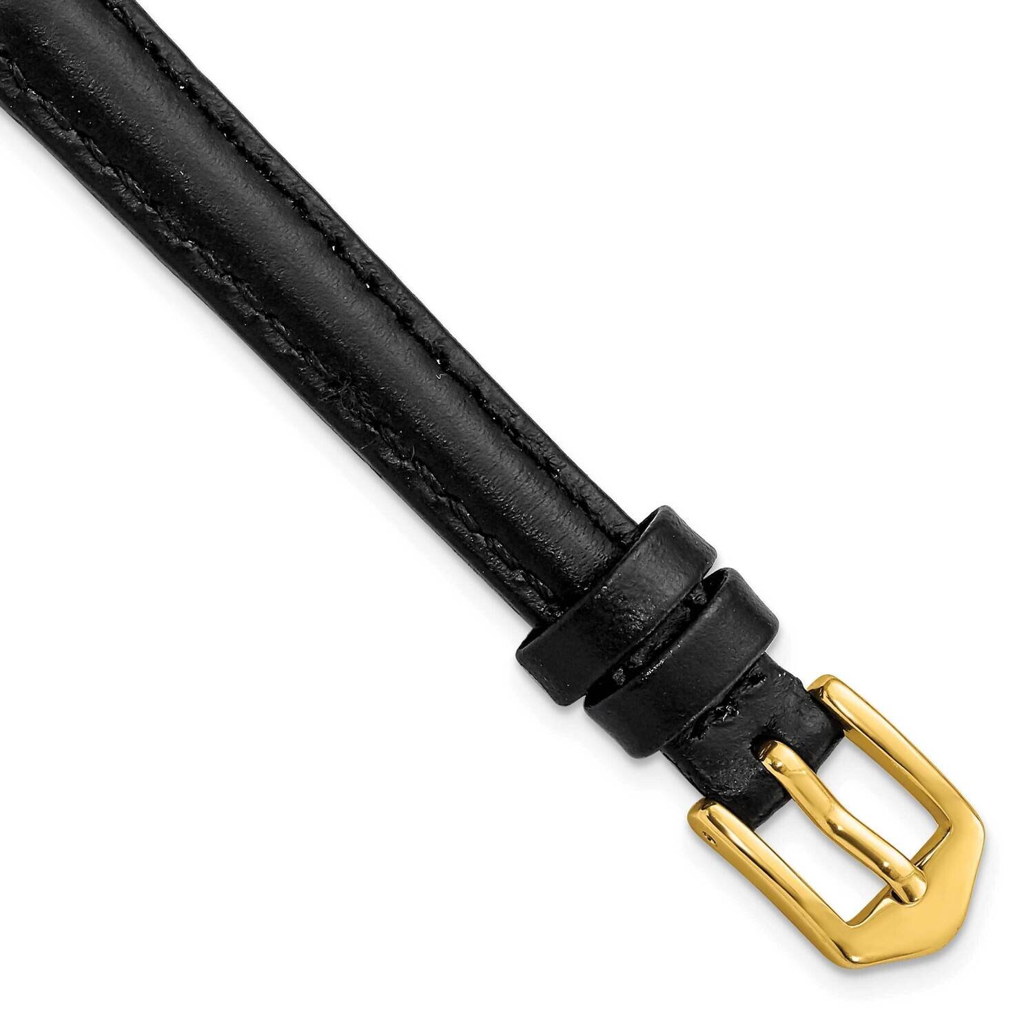 10mm Black Oilskin Leather with Gold-tone Buckle Watch Band Gold-tone BAY337-10