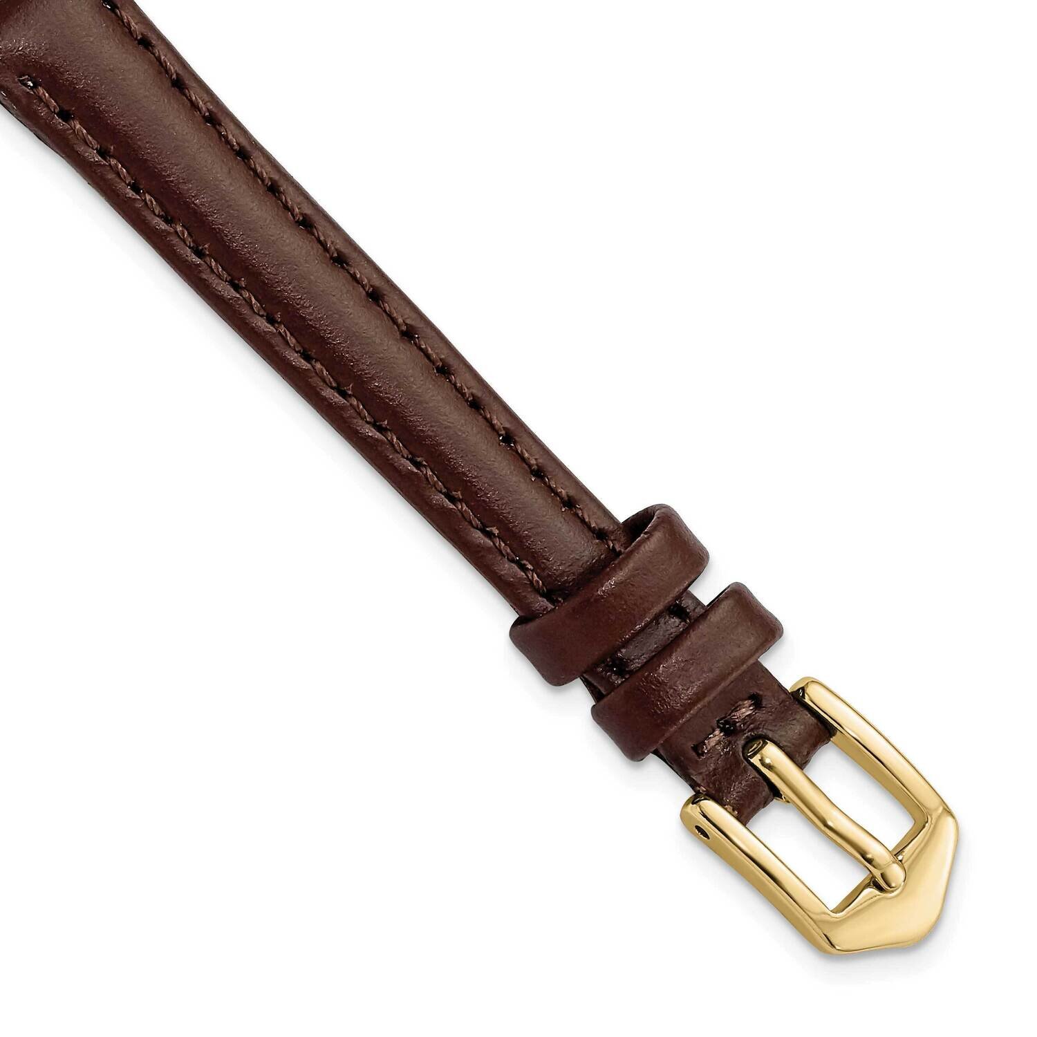10mm Brown Oilskin Leather with Gold-tone Buckle Watch Band Gold-tone BAY338-10