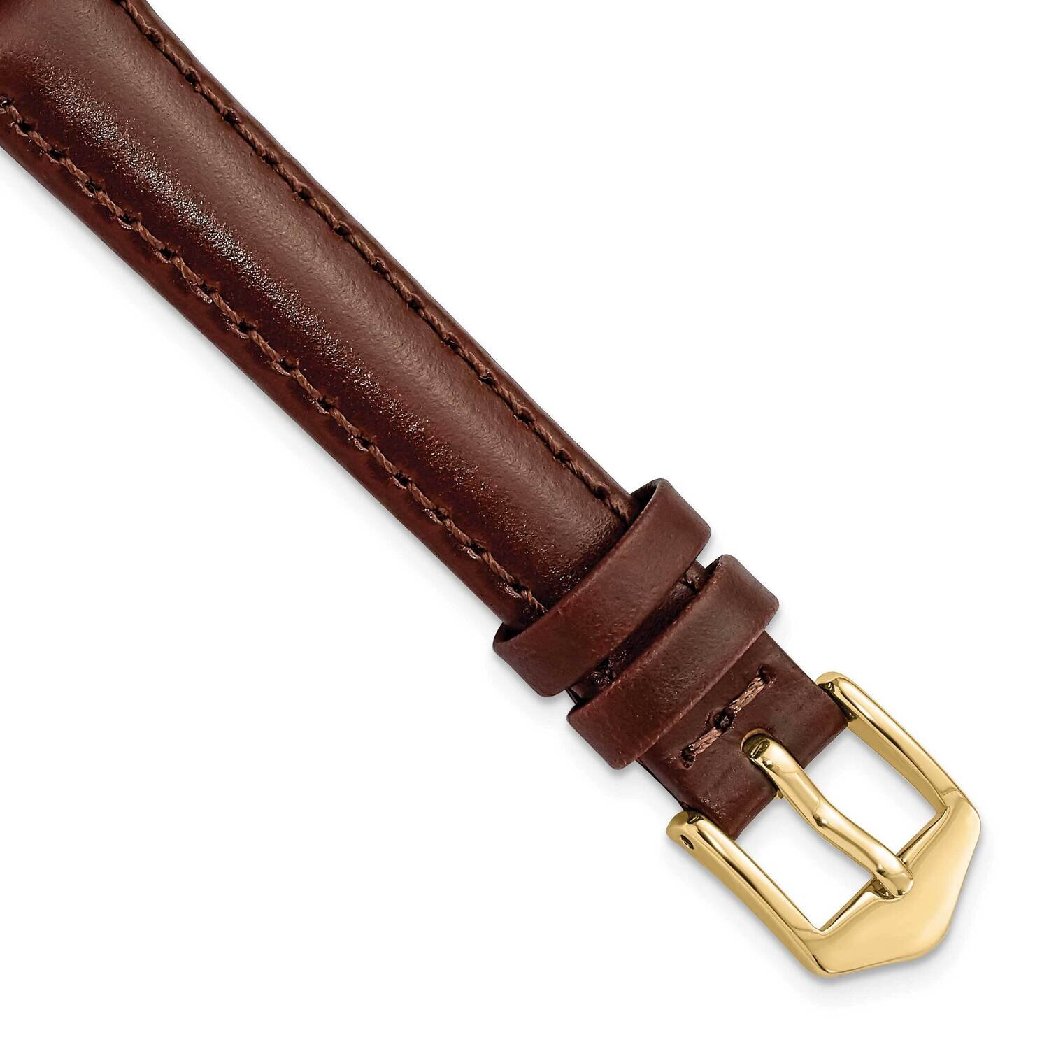 12mm Brown Oilskin Leather with Gold-tone Buckle Watch Band Gold-tone BAY338-12