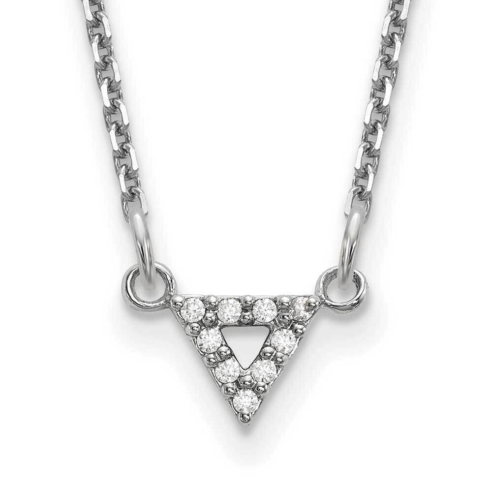 A Quality Diamond 6mm Triangle Necklace 14k White Gold XP5010WA