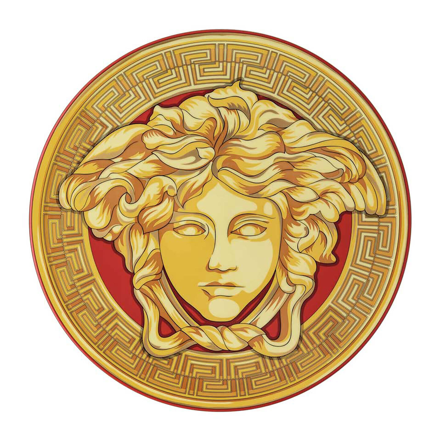 Versace Medusa Amplified Golden Coin Tray Tart Platter 13 Inch