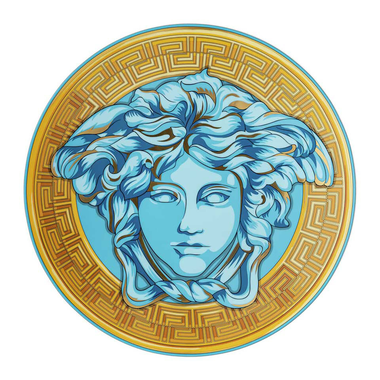 Versace Medusa Amplified Blue Coin Service Plate 13 Inch