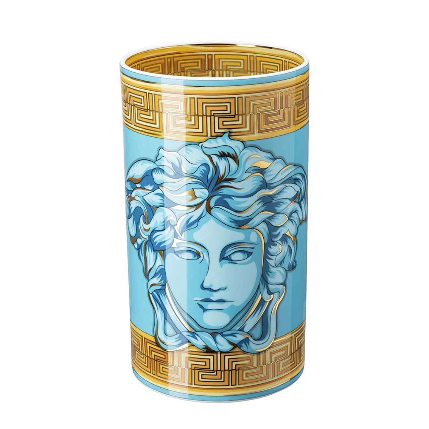 Versace Medusa Amplified Blue Coin Vase 11 3/4 Inch