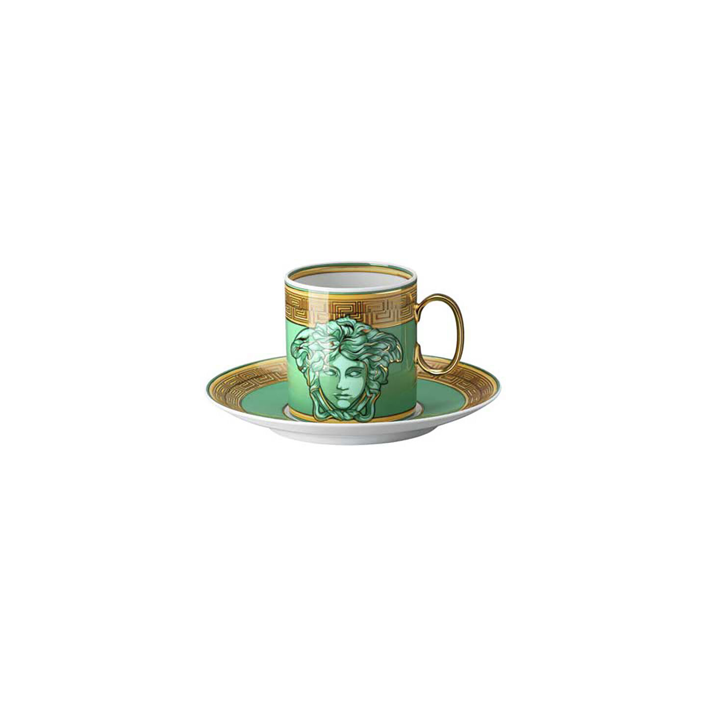 Versace Medusa Amplified Green Coin Coffee Cup &amp; Saucer 6 Inch, MPN: 19335-403762-14740, 7909551891…