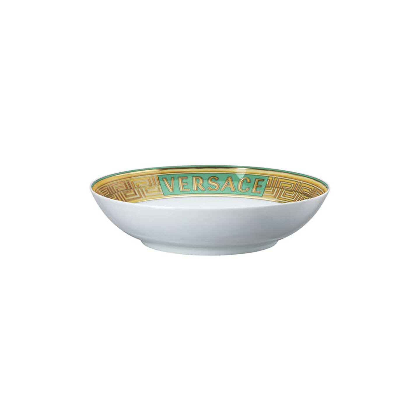 Versace Medusa Amplified Green Coin Rim Soup 8 1/2 Inch, MPN: 19335-403762-10322, 790955189140