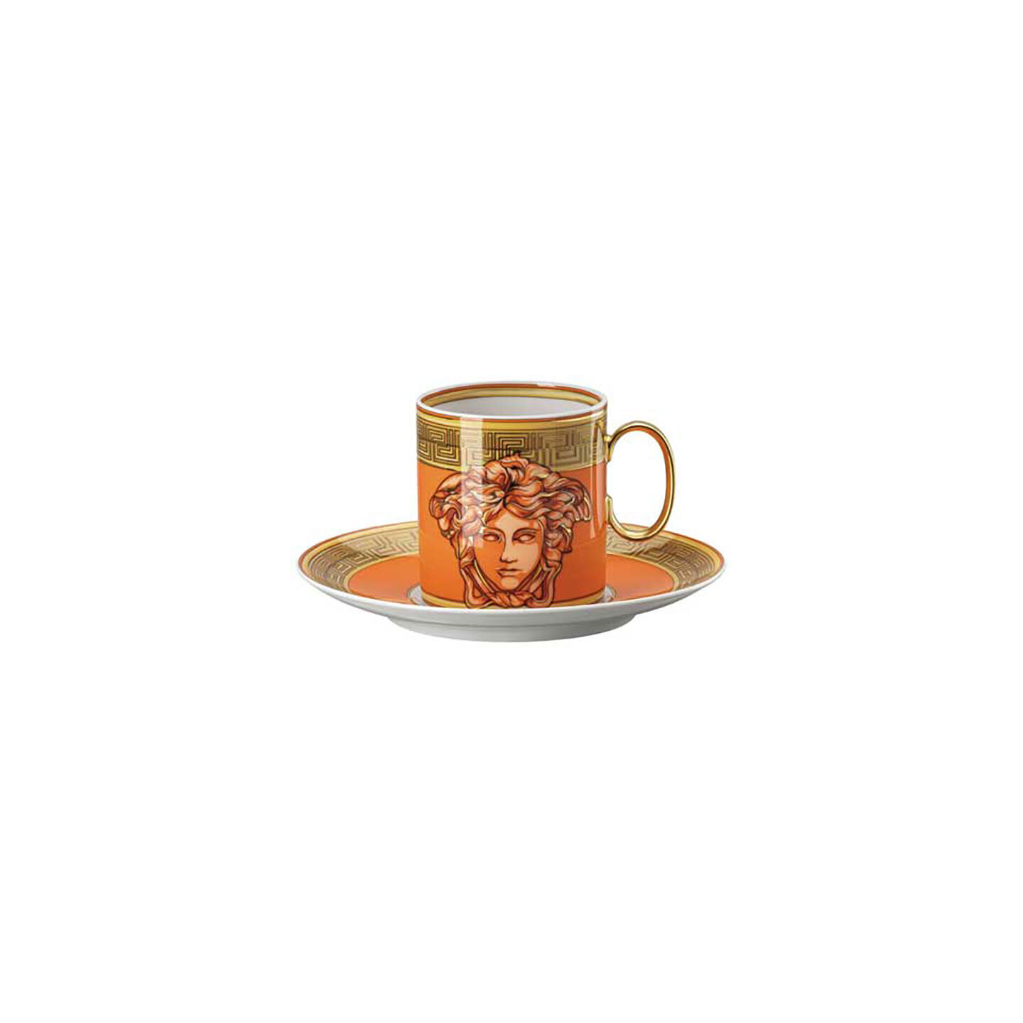 Versace Medusa Amplified Orange Coin Coffee Cup &amp; Saucer 6 Inch, MPN: 19335-403760-14740, 790955188…