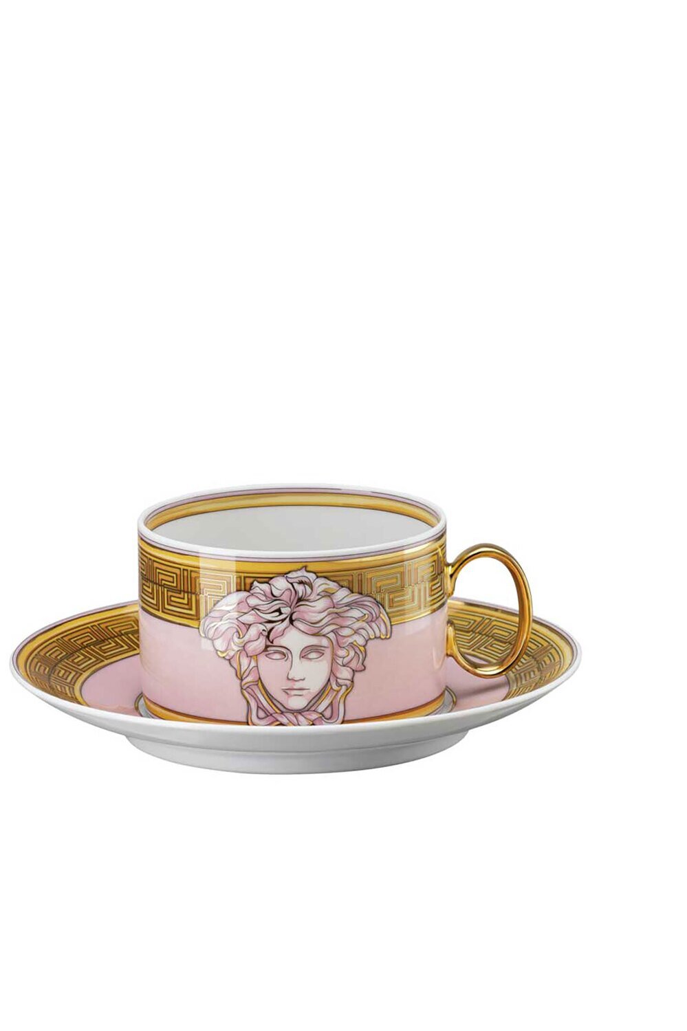 Versace Medusa Amplified Pink Coin Tea Cup &amp; Saucer 6 1/4 Inch, MPN: 19335-403759-14640, 7909551888…