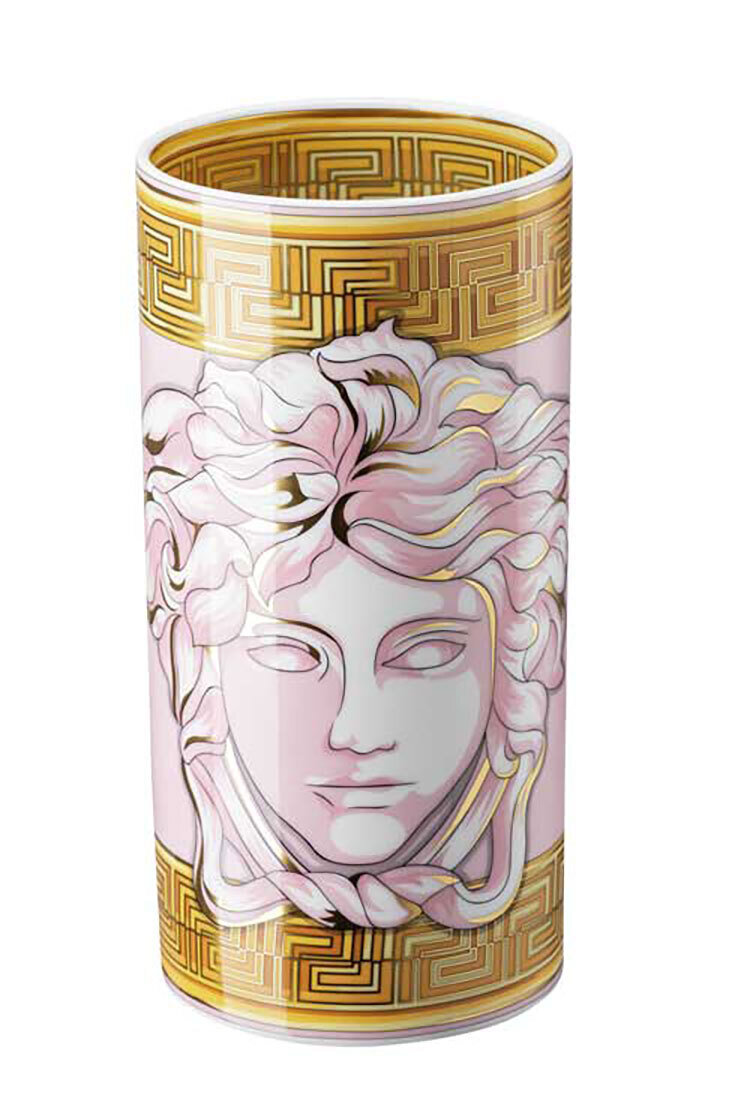 Versace Medusa Amplified Pink Coin Vase 9 1/2 Inch