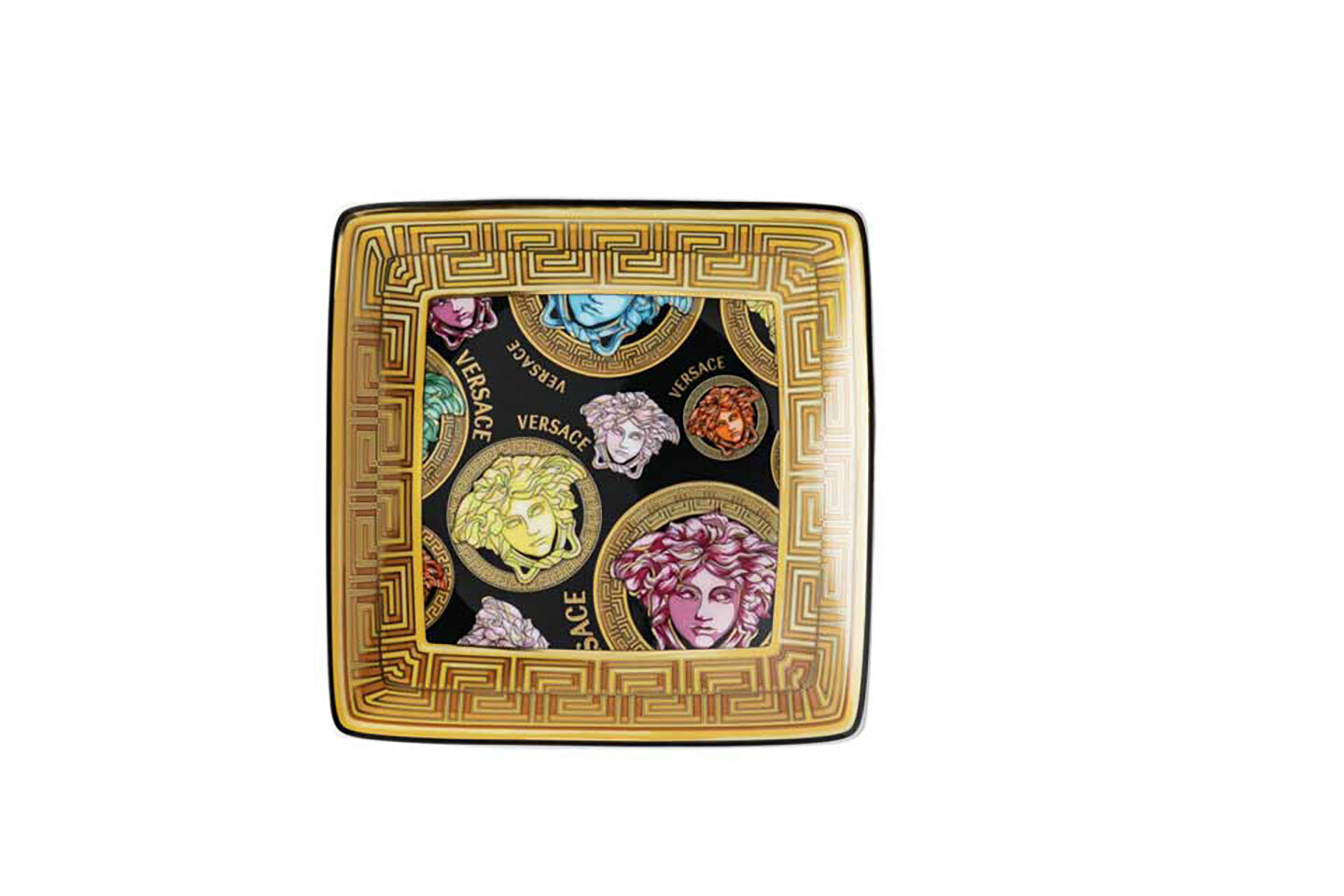 Versace Medusa Amplified- Multicolor Canape Dish 4 4 3/4 Inch Square, MPN: 11940-403763-15253, 7909…