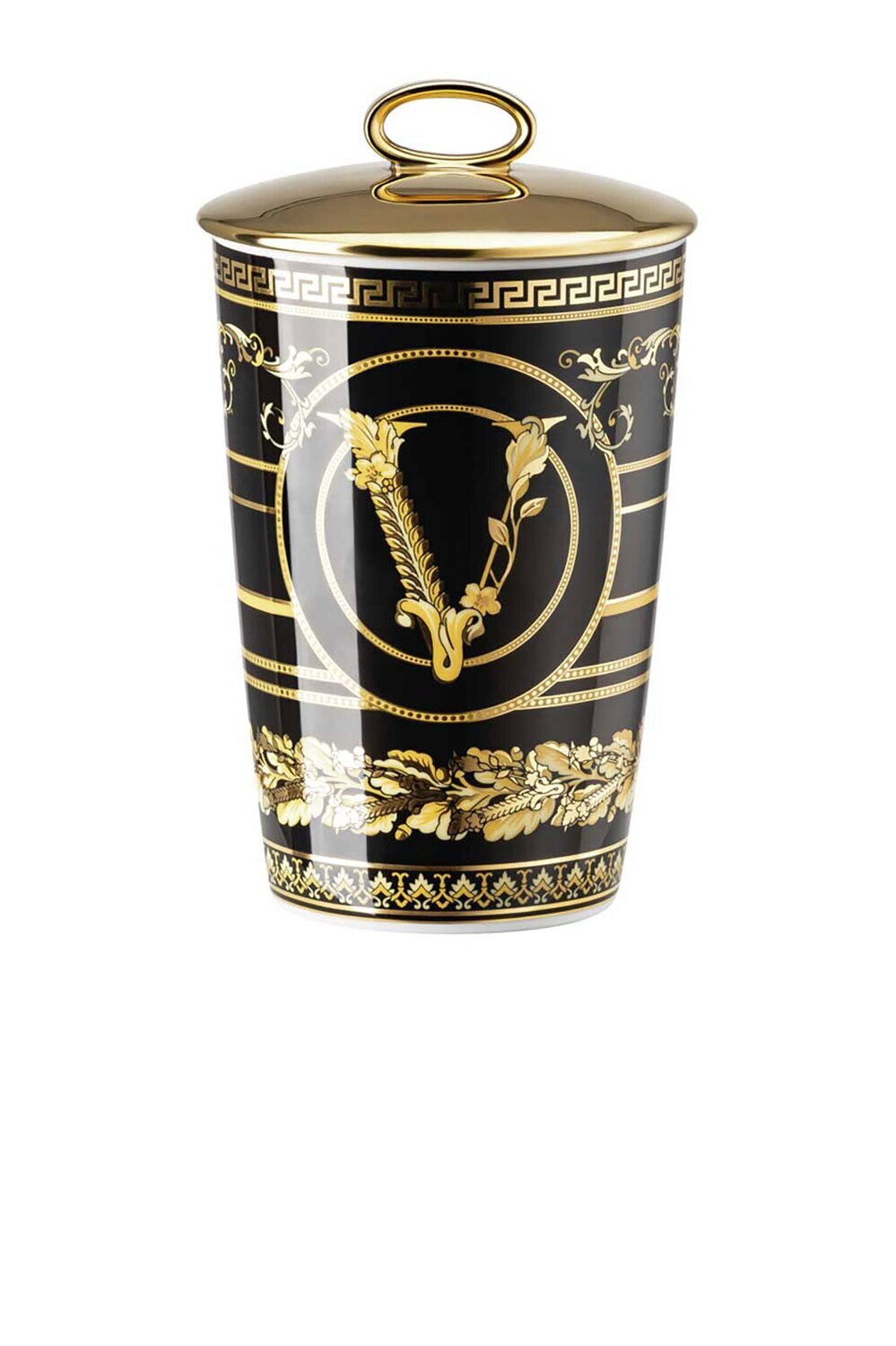 Versace Virtus Gala Black Scented Votive with Lid 5 1/2 Inch, MPN: 14402-403729-24868, 790955188532