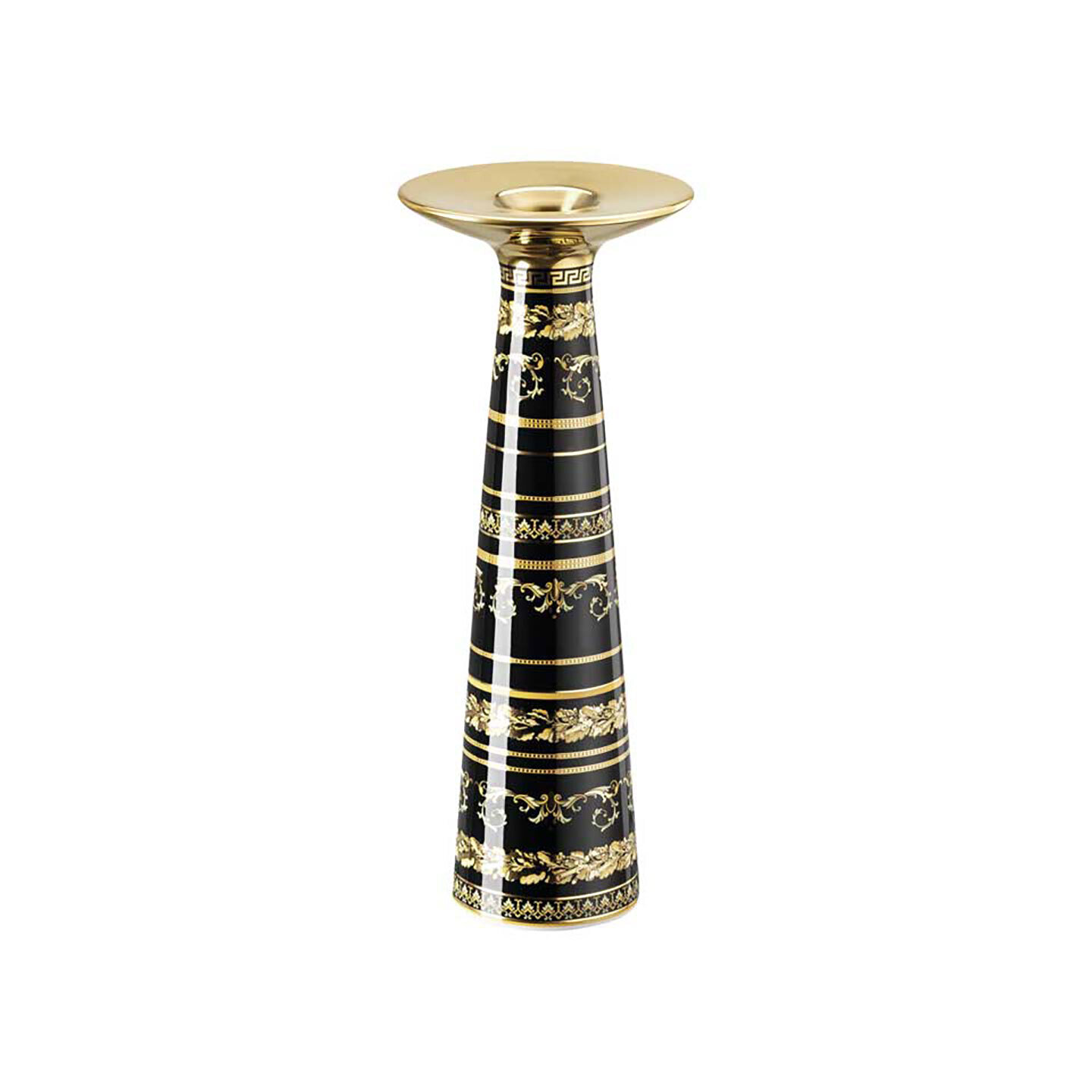 Versace Virtus Gala Black Vase Candleholder 10 Inch