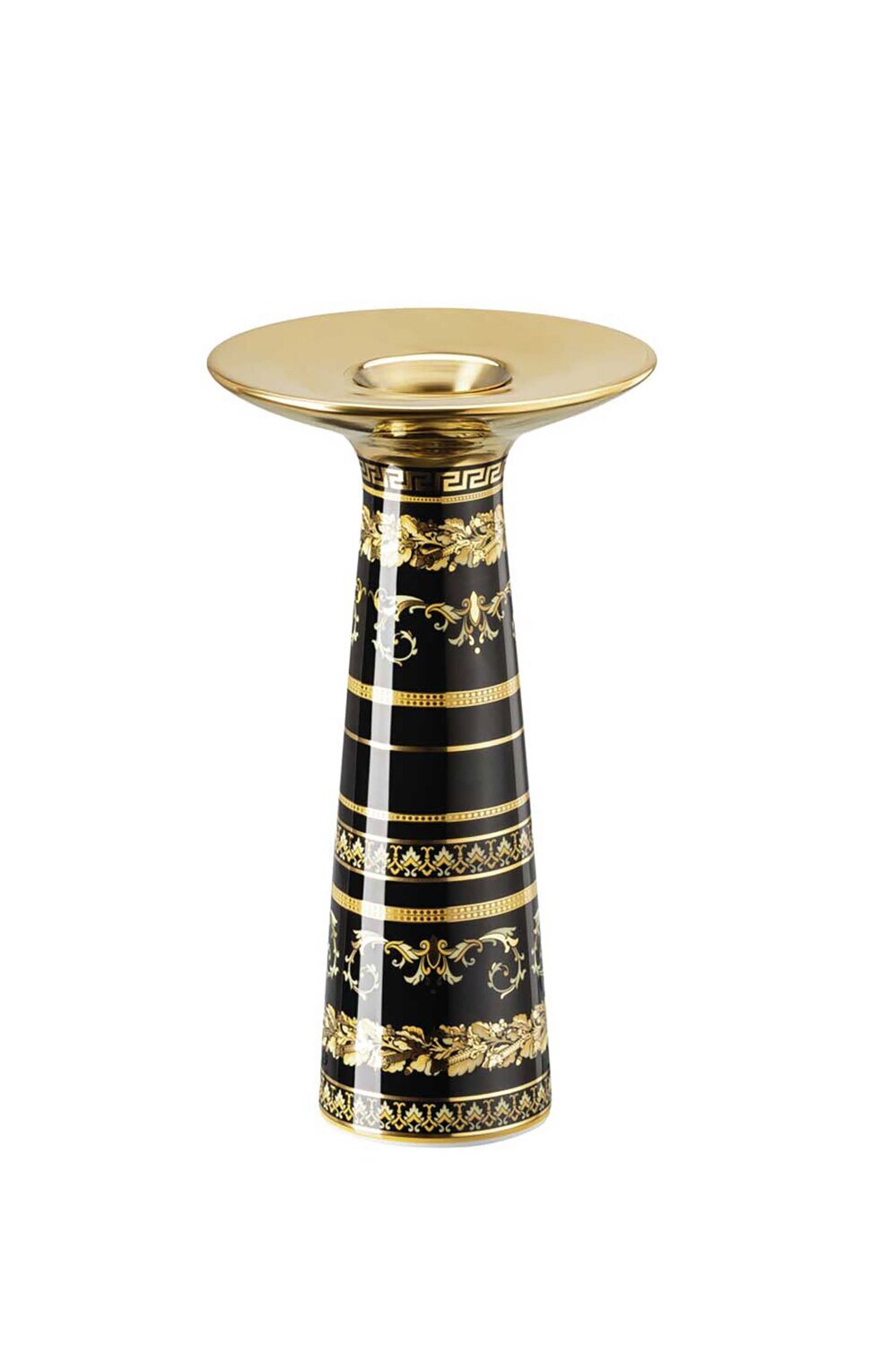 Versace Virtus Gala Black Vase Candleholder 7 Inch